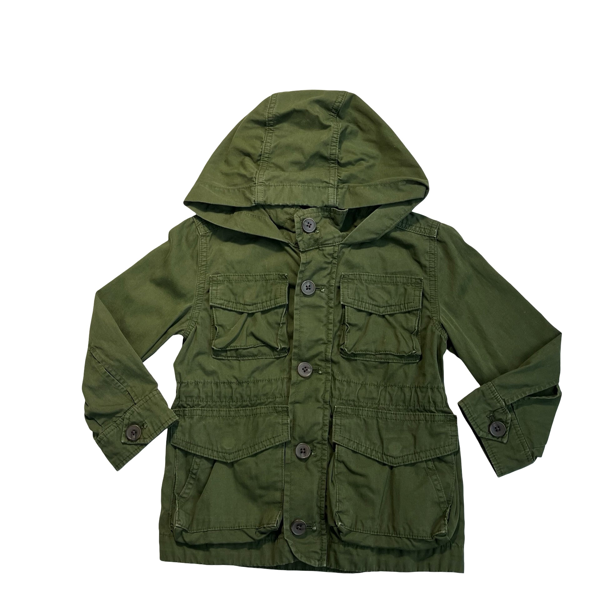 Crewcuts Olive Green Hooded Field Jacket - Size 3