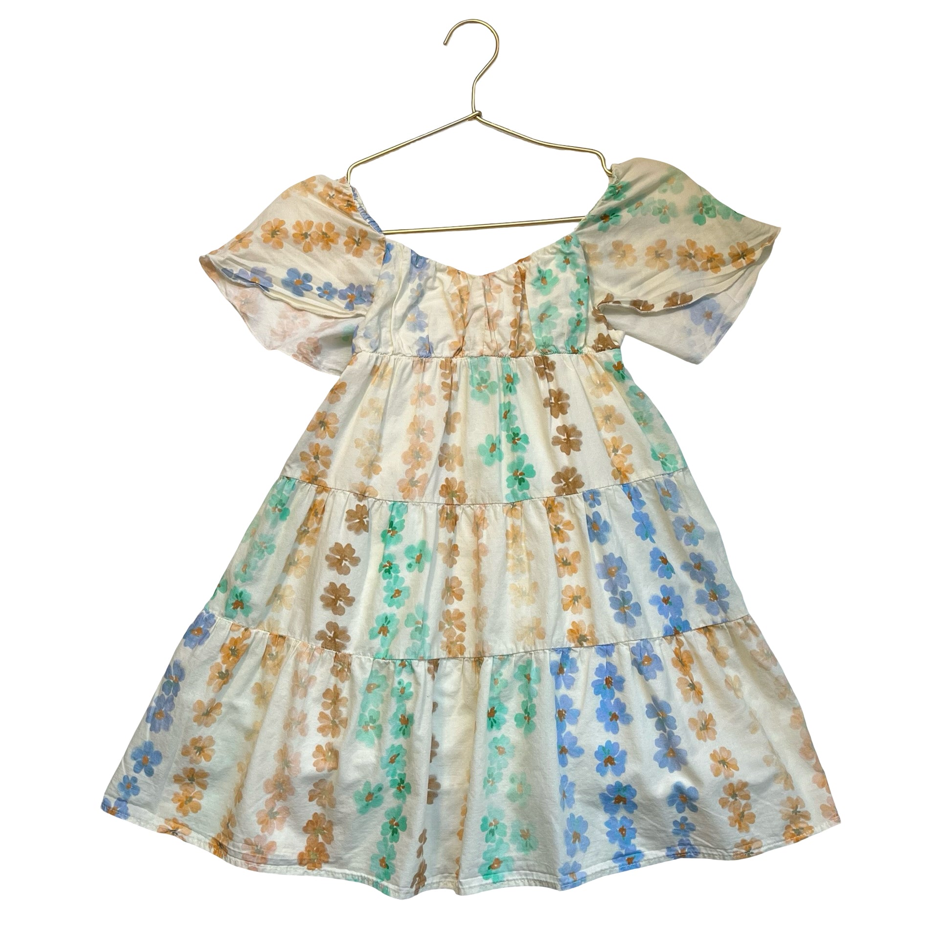 Zara Ivory & Pastel Flower Print Dress - Size 7