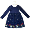 Hanna Andersson Navy Embroidered Unicorn Tulle Dress - Size 6-7