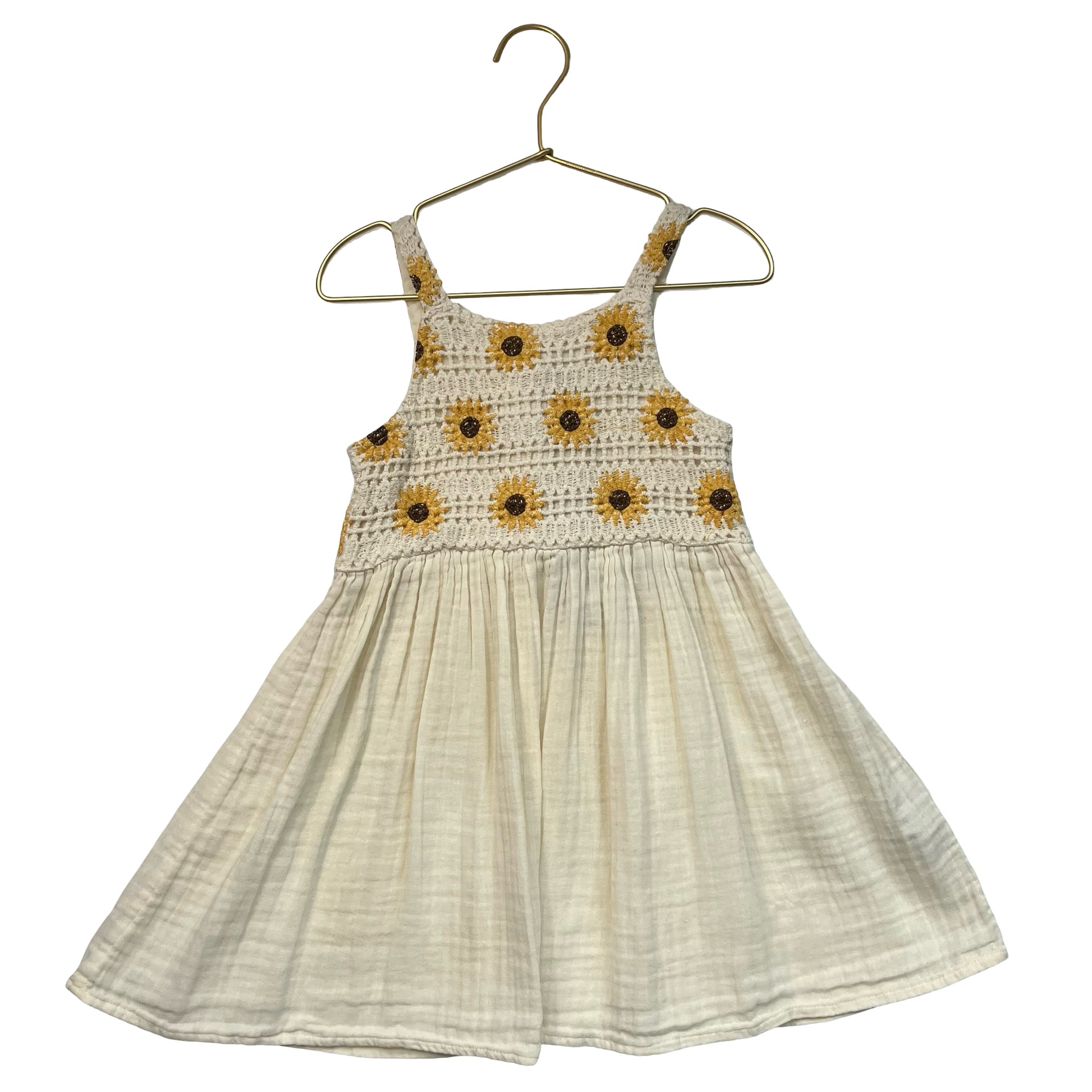 Zara Ivory Crochet Sunflower Dress - Size 3-4