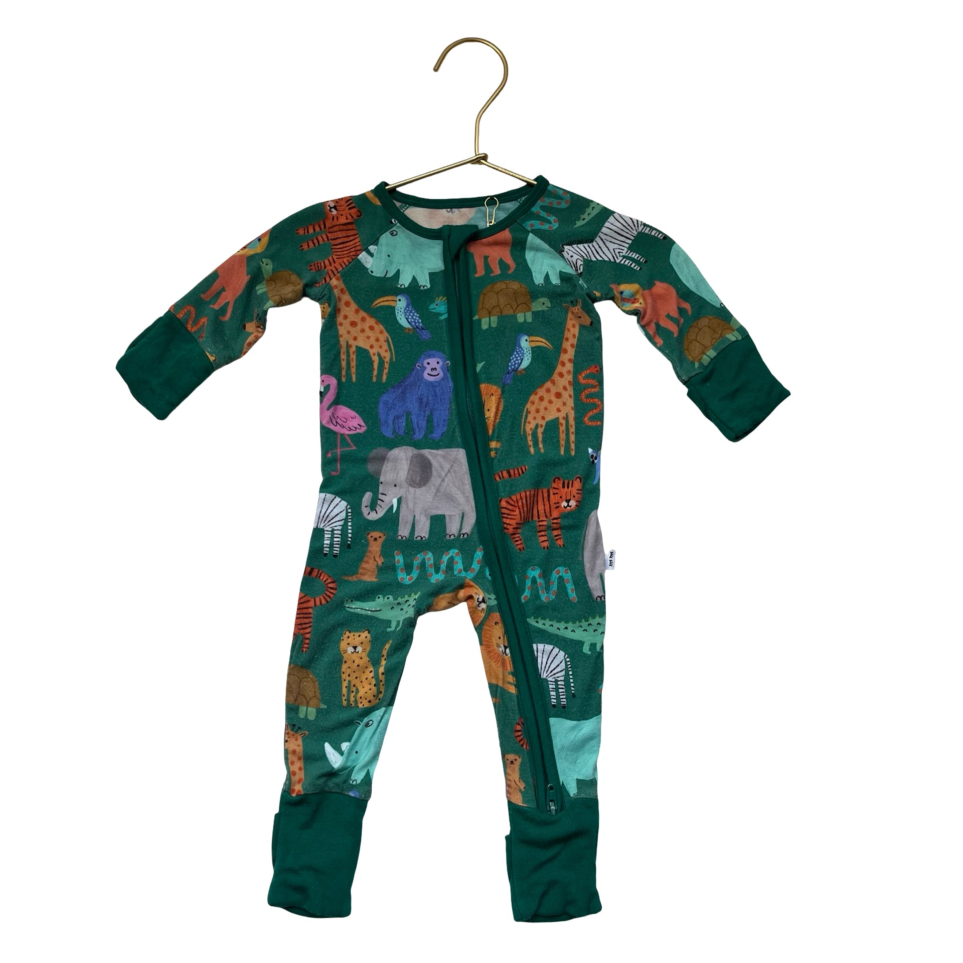 Little Sleepies Green Animal One-Piece PJs - Size Newborn