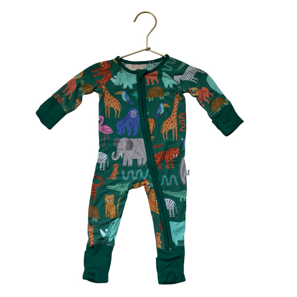 Little Sleepies Green Animal One-Piece PJs - Size Newborn