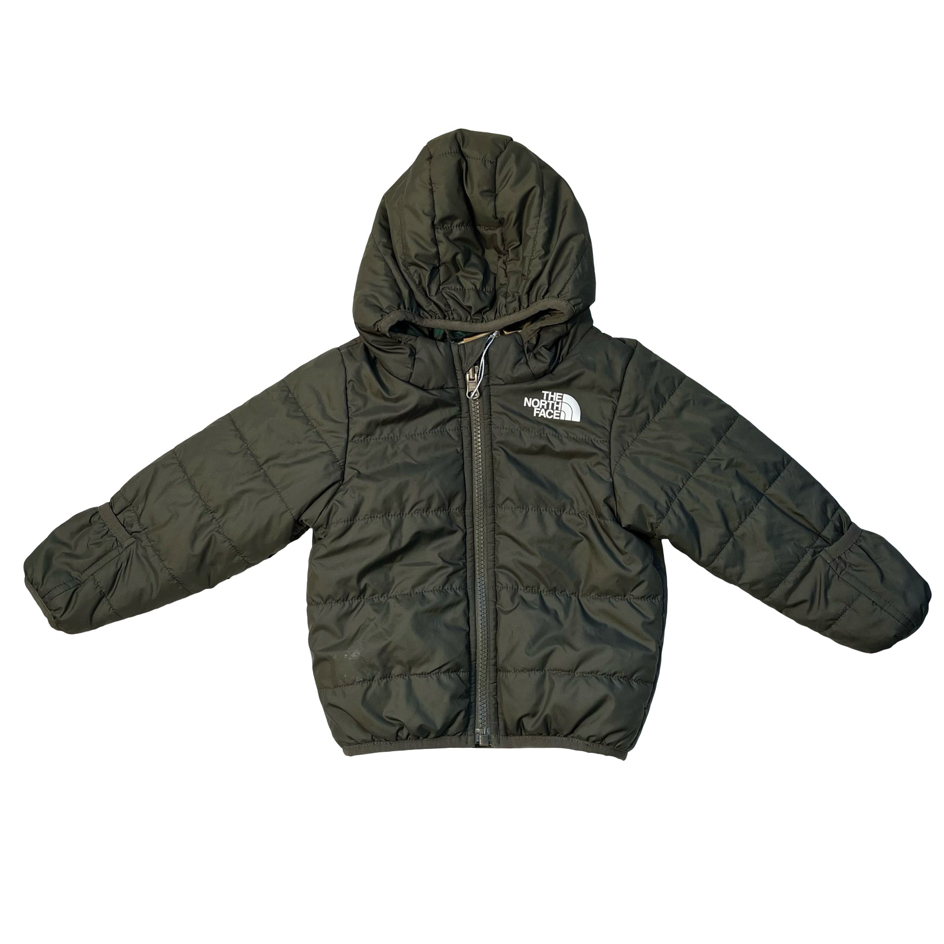 North Face Reverisle Olive Puffer & Camo Hooded Jacket - Size 12-18 Mo ESTIMATED