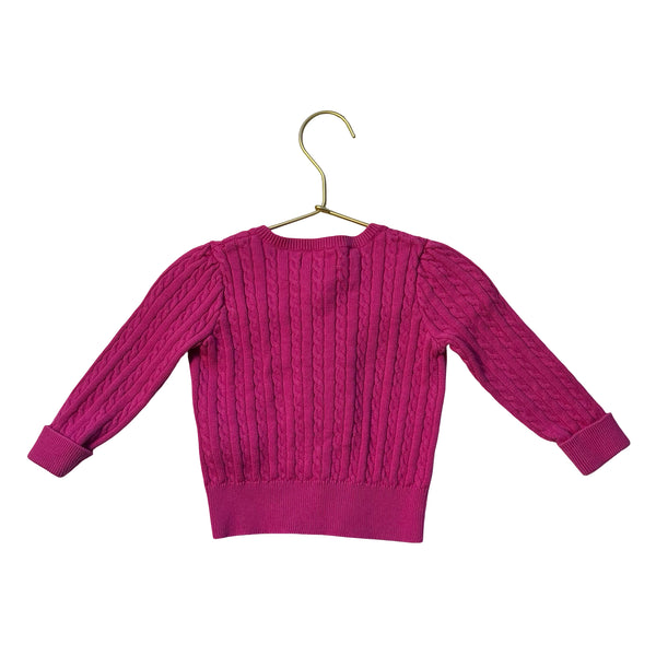 Ralph Lauren Raspberry Pink Cotton Cable-Knit Cardigan Sweater - Size 18 Mo