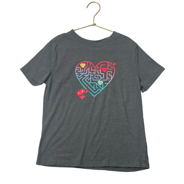 Cat & Jack Dark Gray Heart Maze Tee - Size S 6-7