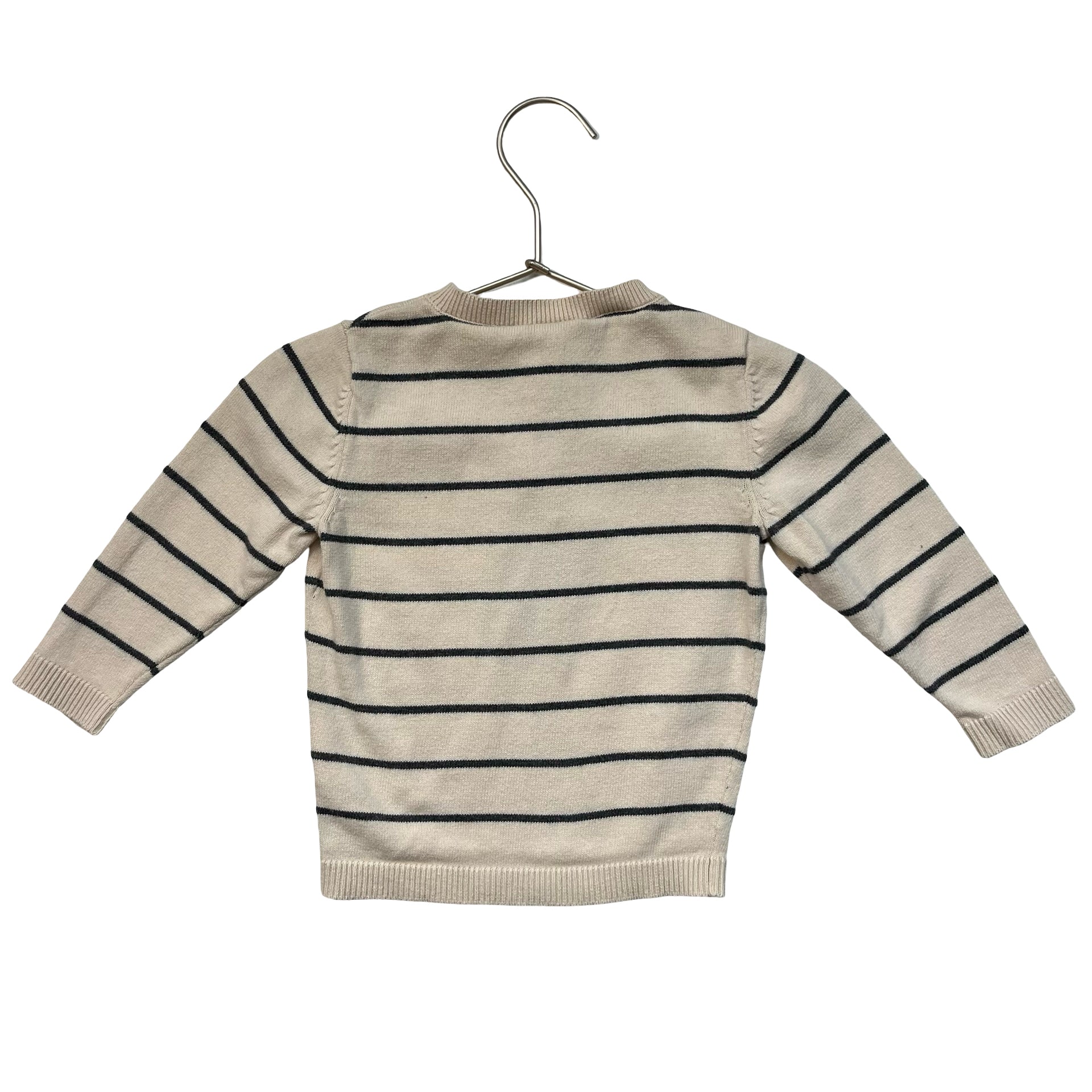 H&M Ivory Striped Cotton Henley Sweater - Size 12 Mo