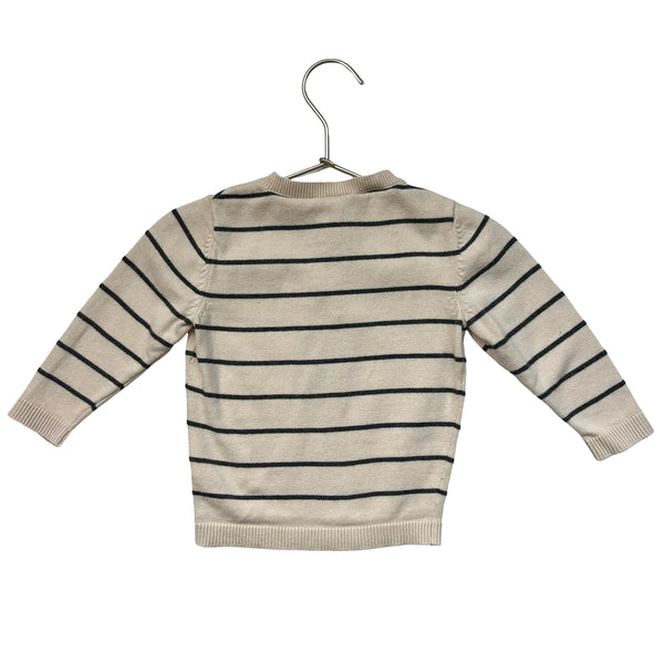 H&M Ivory Striped Cotton Henley Sweater - Size 12 Mo