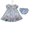 Janie and Jack Light Blue Flower Print Dress & Bloomers - Size 12-18 Mo