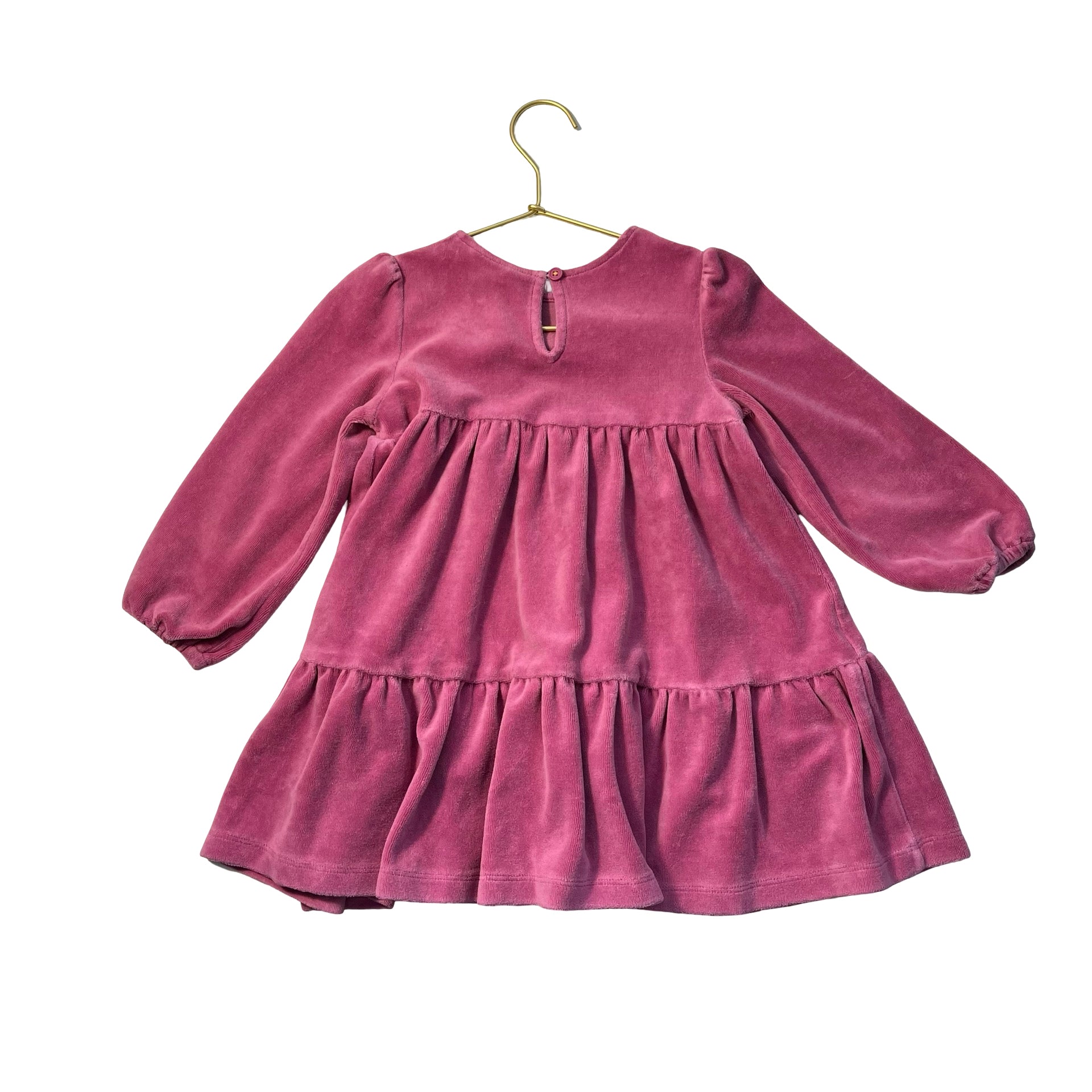 Mini Boden Dusty Rose Velour Dress - Size 3-4Y