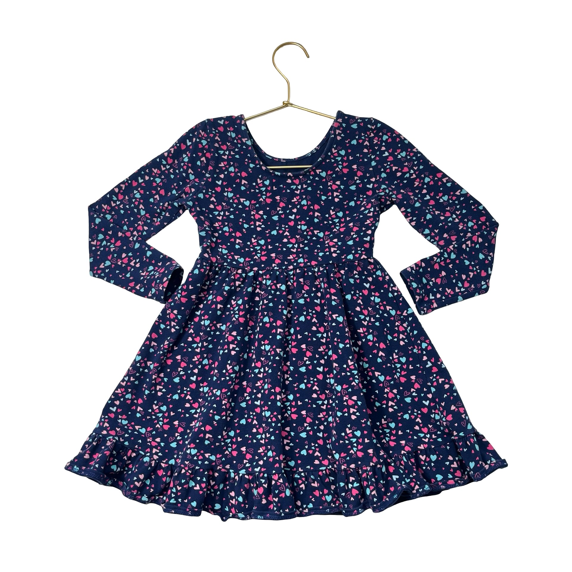 Crewcuts Navy Heart Print Dress- Size 5