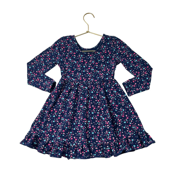 Crewcuts Navy Heart Print Dress- Size 5