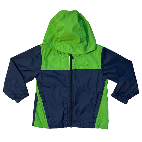 Columbia Navy & Green Hooded Windbreaker Jacket - Size 3T