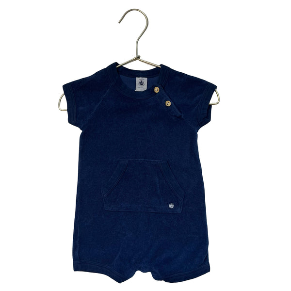 Petit Bateau Navy Terry Romper - Size 6 Mo