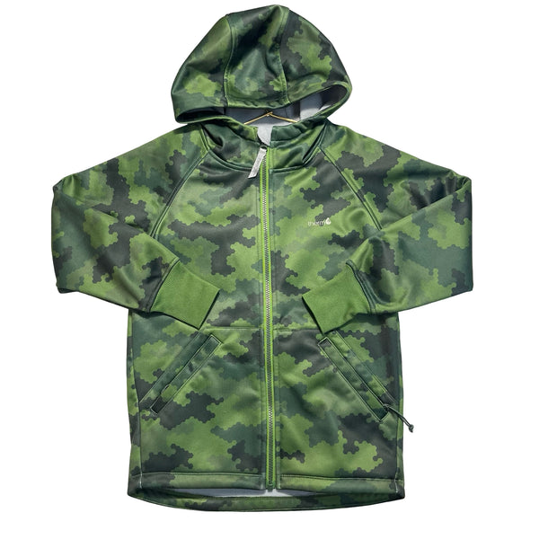 Therm Fleece-Lined Green Camouflage Hooded Jacket - Size 8