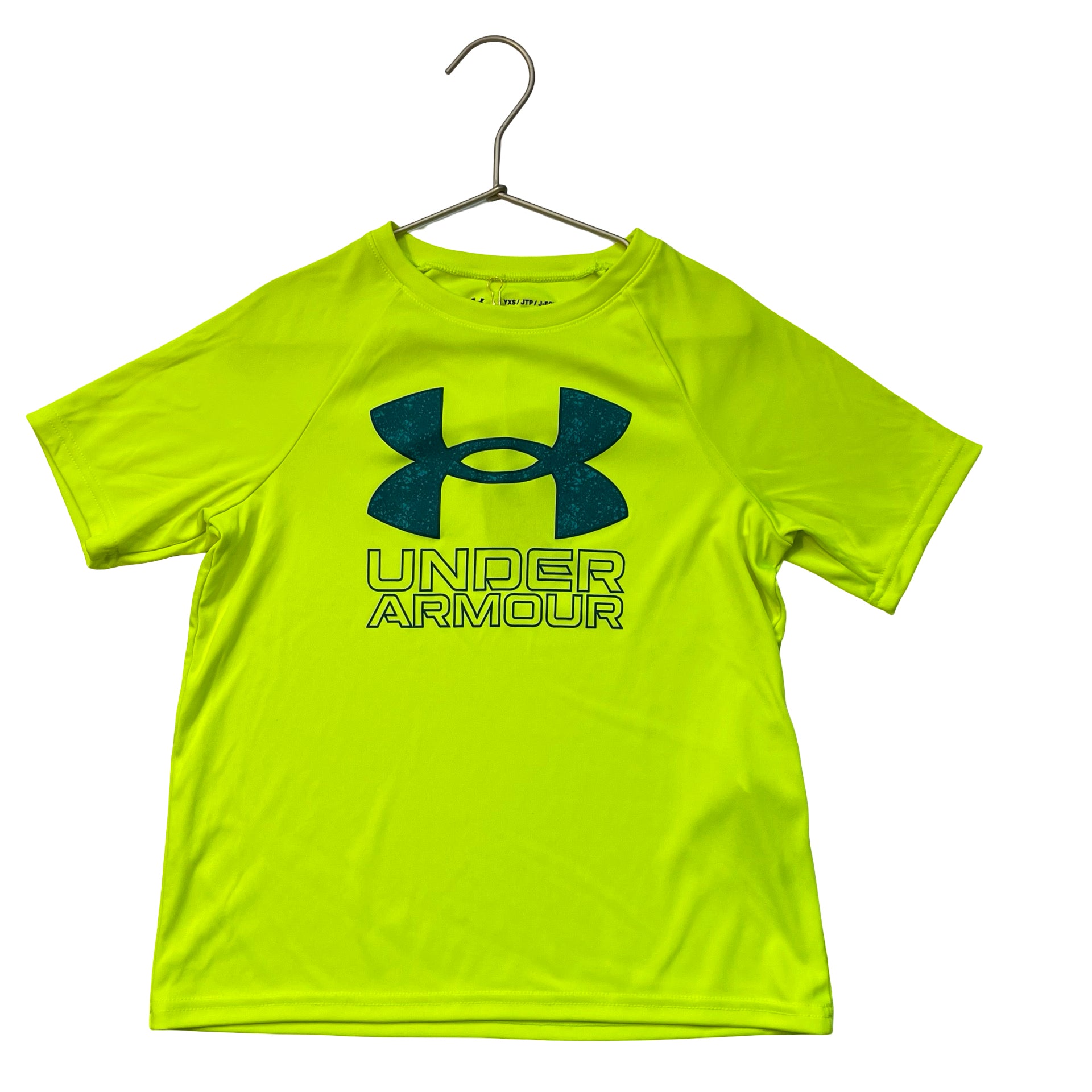 Under Armour Neon Yellow & Teal Logo Athletic Shirt - Size YXS 7