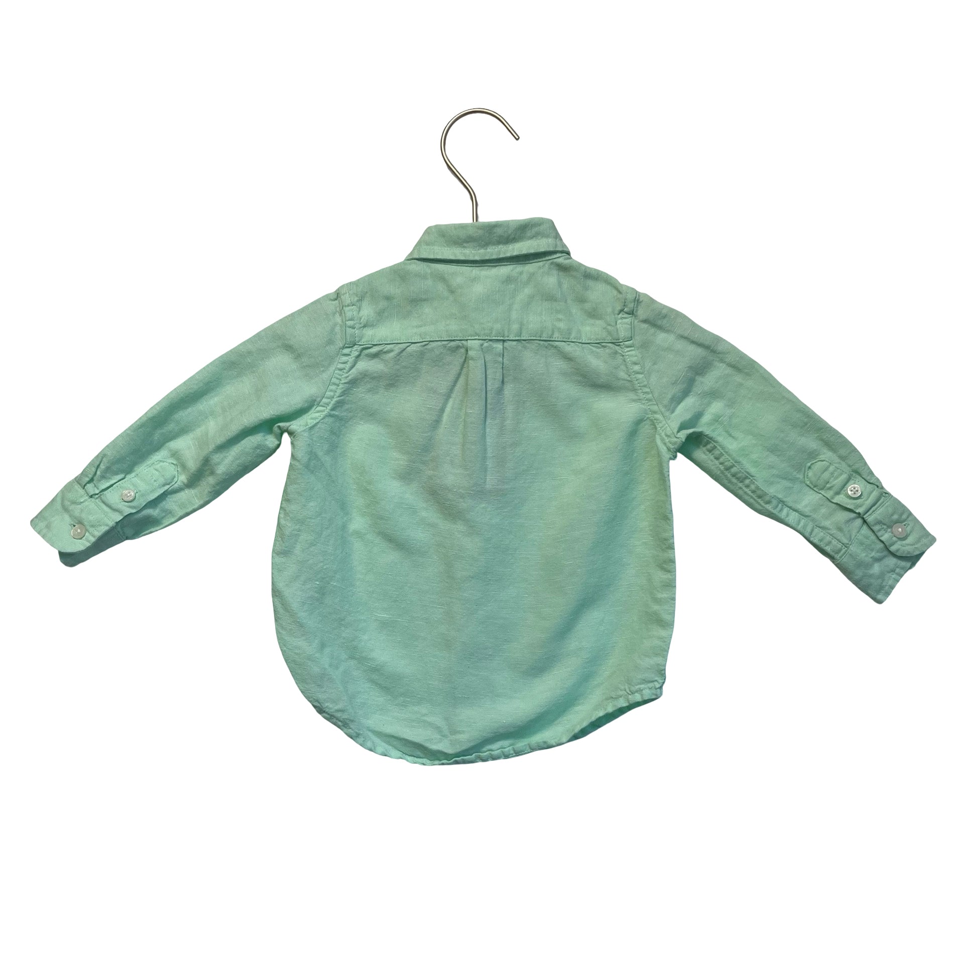 Janie and Jack Mint Green Linen-Cotton Button Down Shirt - Size 12-18 Mo