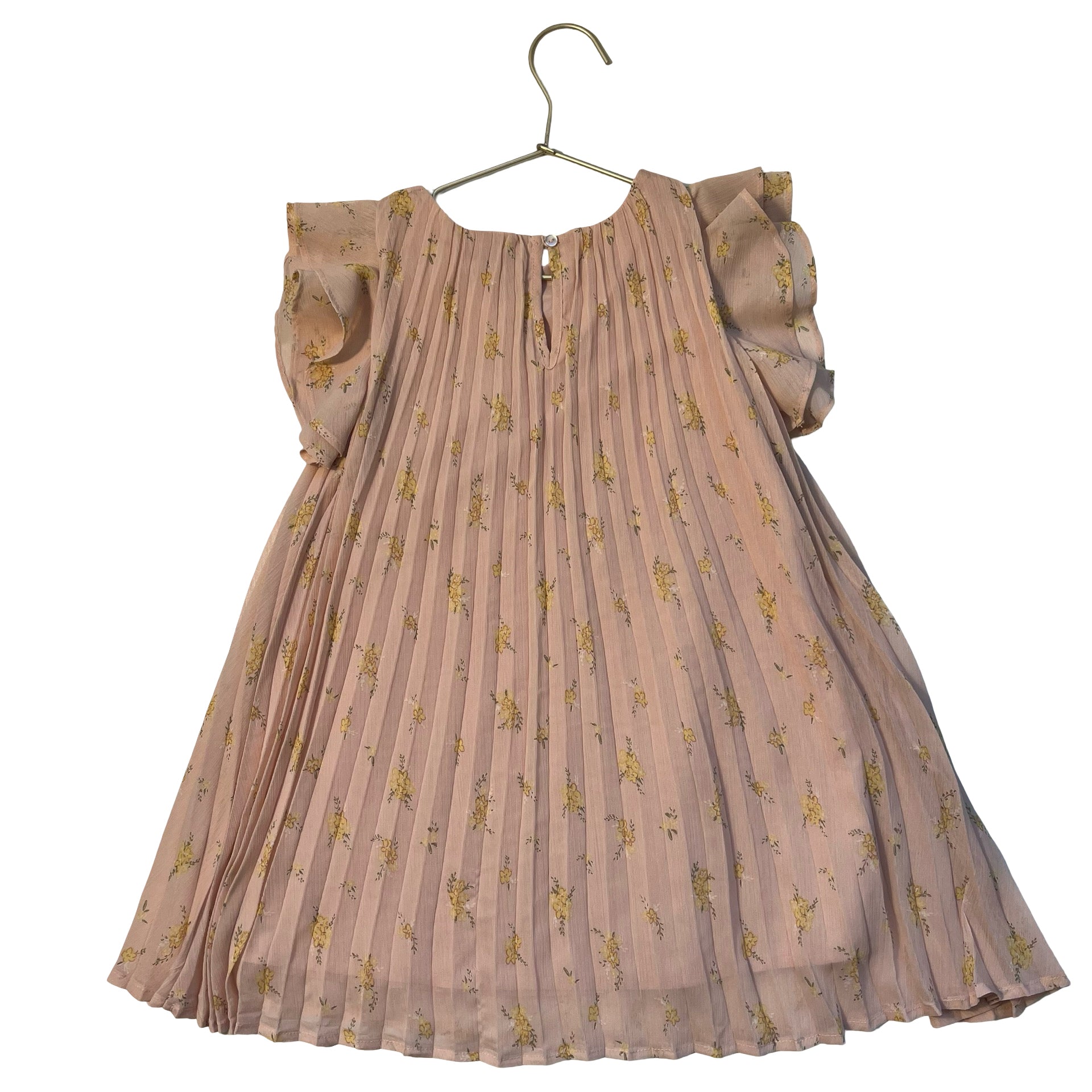 H&M Peach Floral Pleated Chiffon Dress - Size 5T