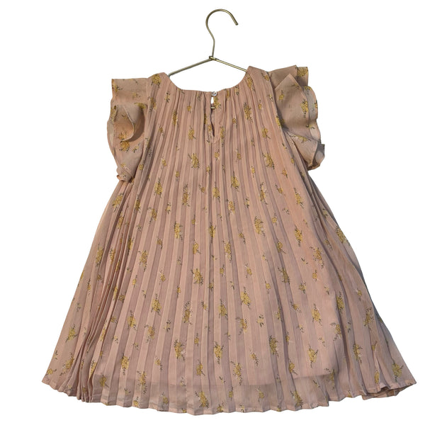H&M Peach Floral Pleated Chiffon Dress - Size 5T
