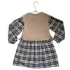 Zara Tan & Blue Plaid Flannel & Tan Sweater Vest Dress - Size 3-4