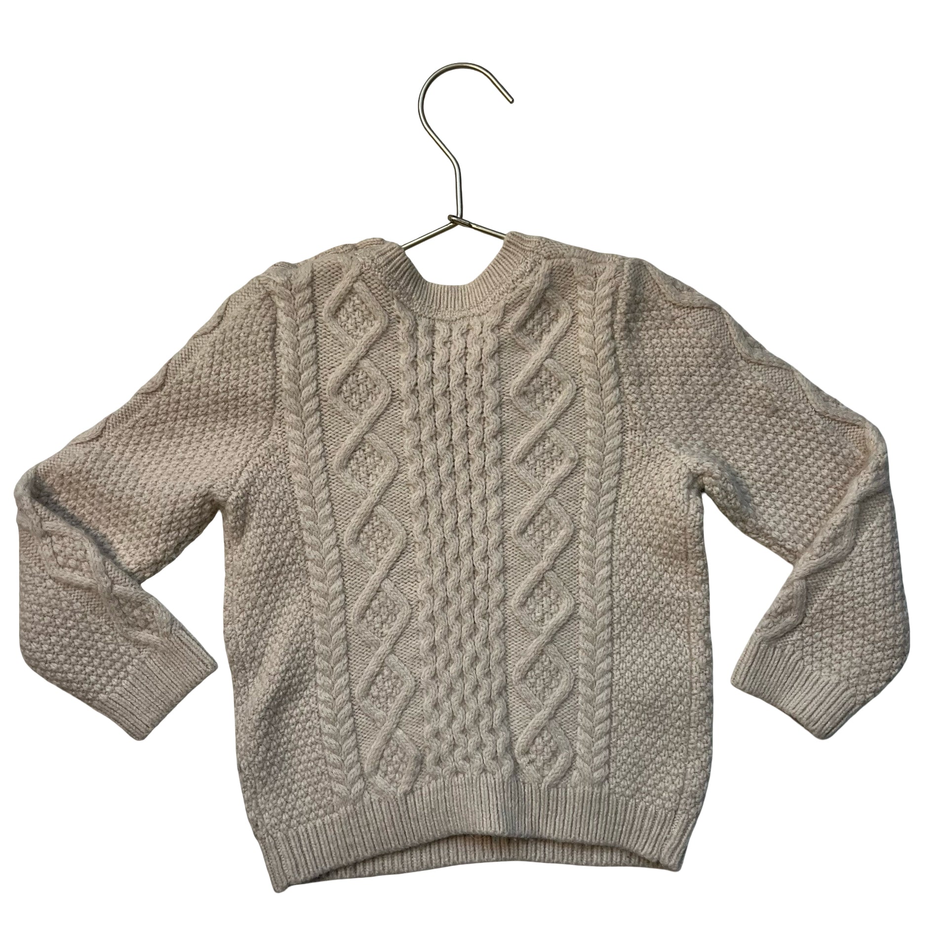 Baby Boden Ivory Wool-Blend Cable-Knit Sweater - Size 3-4Y