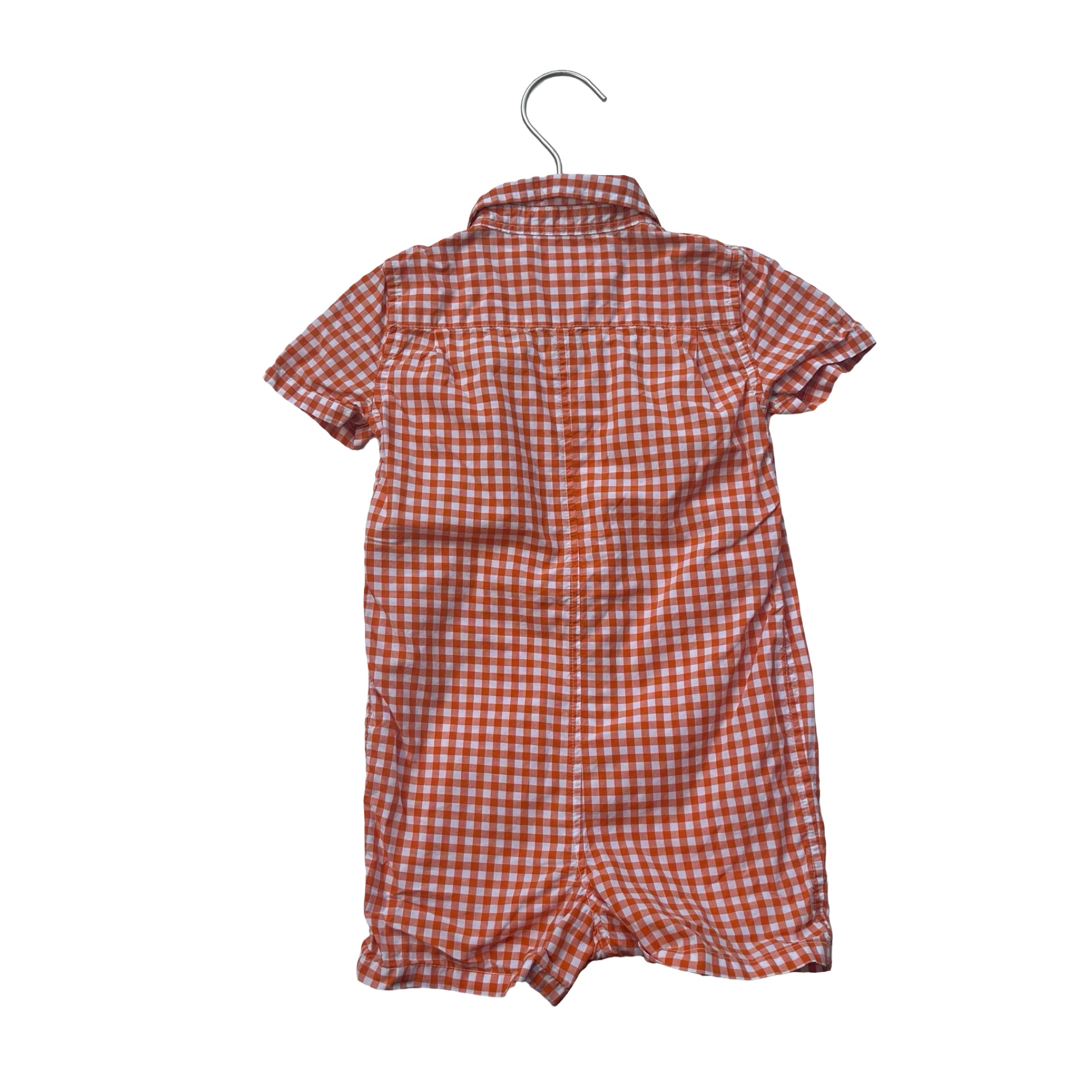 Ralph Lauren Orange Check Button Down Romper - Size 24 Mo