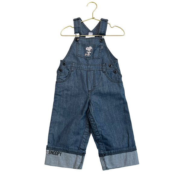 H&M Denim Embroidered Snoopy Overalls - Size 12-18 Mo