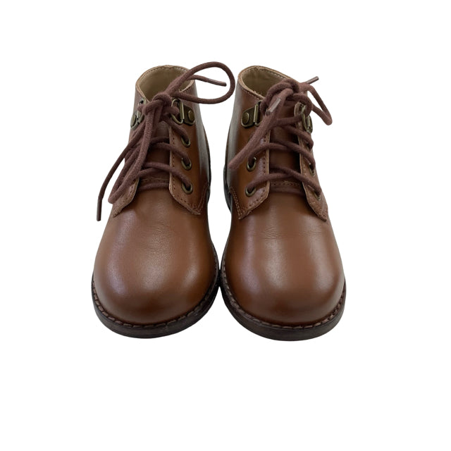 Janie and Jack Brown Leather Tie Ankle Boots - Size 9