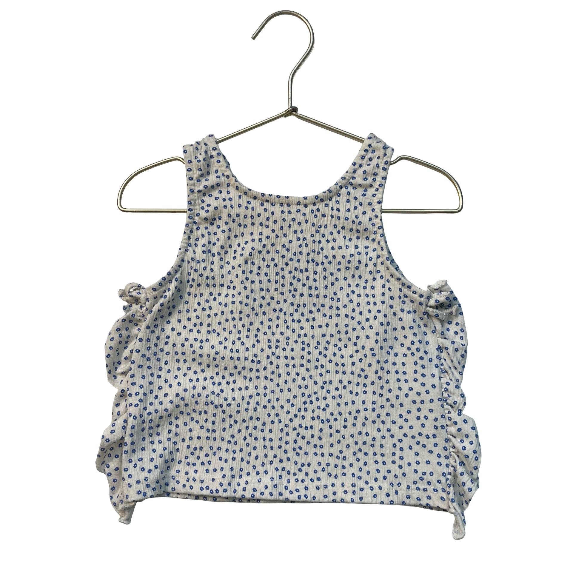 Zara Ivory & Blue Flower Print Top - Size 5-6