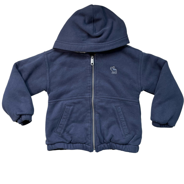 Abercrombie Kids Faux Fur Lined Navy Zip-Up Hooded Sweatshirt - Size 5-6
