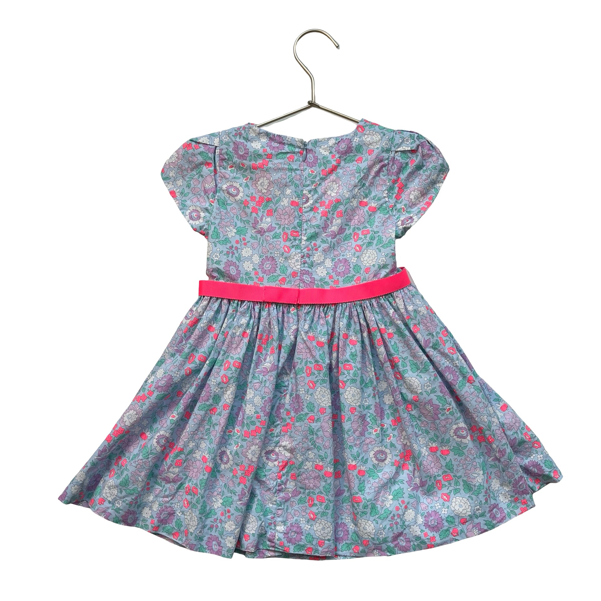 Jacadi  Blue, Purple & Hot Pink Dress with Ribbon Belt - Size 3