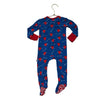 Little Bum Bums Blue & Red Heart Print Footed PJs - Size 6-9 Mo
