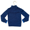 Lands' End Blue Cotton Quarter-Button Sweater, Sherpa-Lined Collar - XXS 2-3