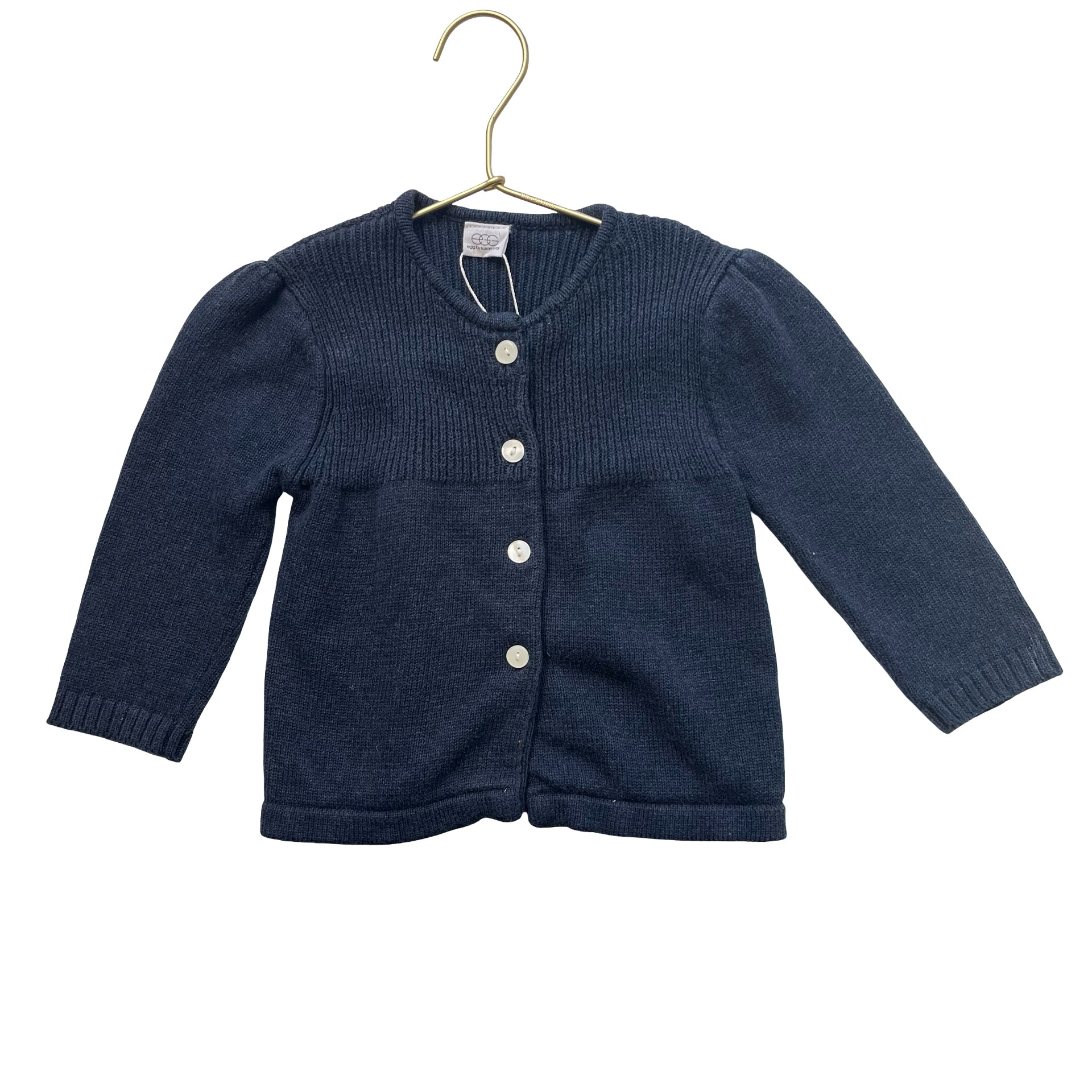 Egg Navy Cotton Cardigan Sweater - Size 2