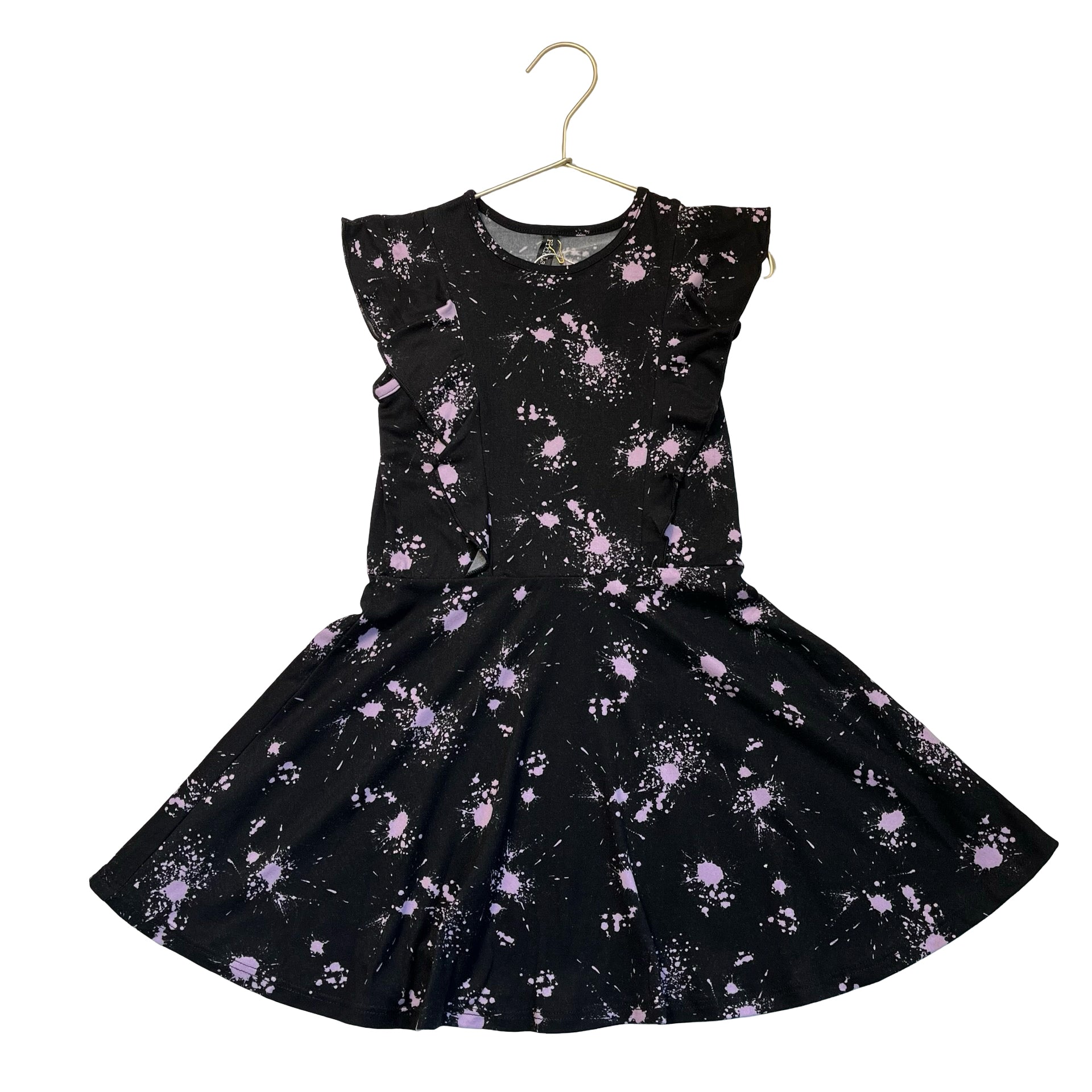 Pixie Lane Black & Purple Splatter Print Dress - Size 5