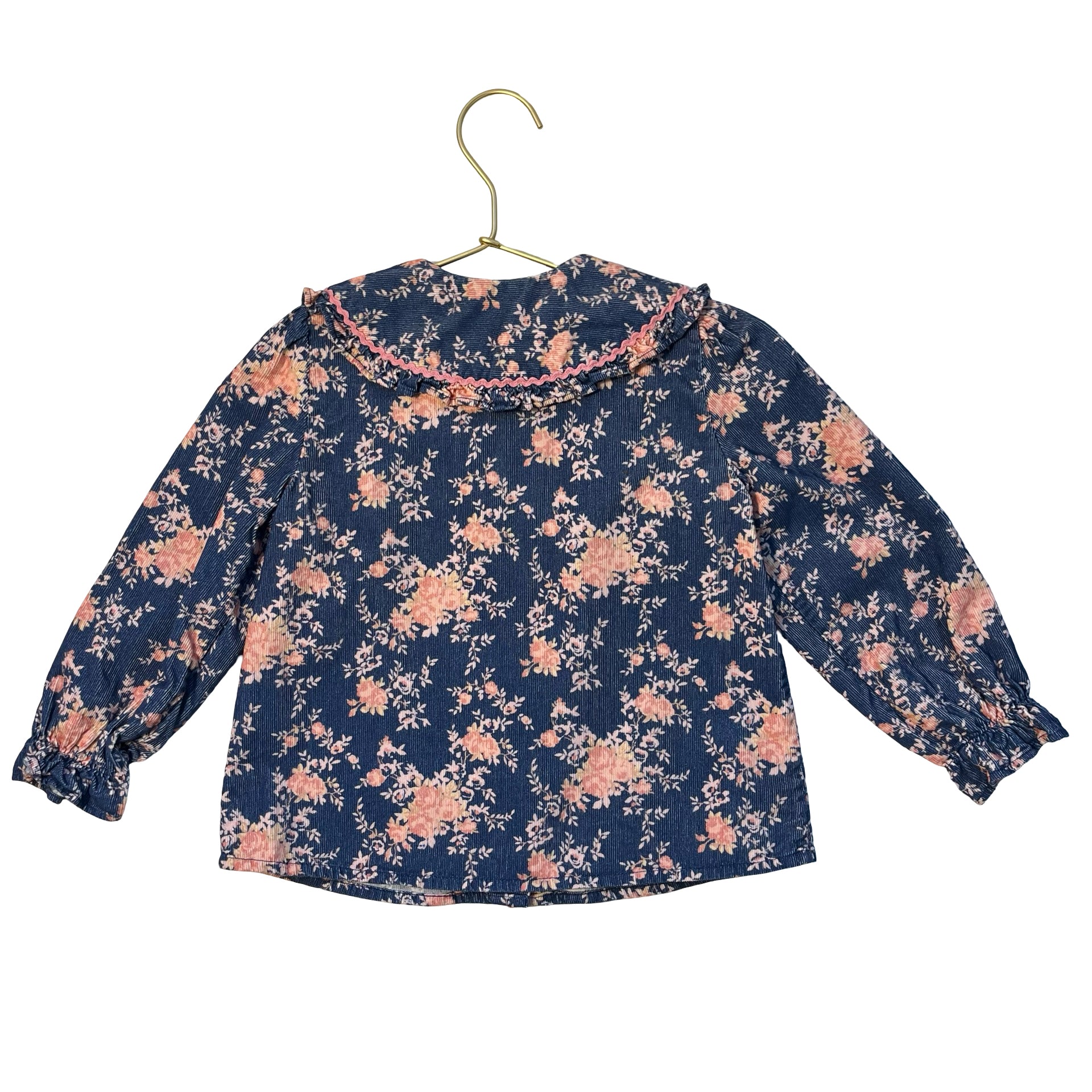 Louis Louise Blue & Pink Floral Corduroy Blouse - Size 4