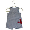 Little Me Blue & White Striped Seersucker Lobster Applique Romper - Size 6 Mo