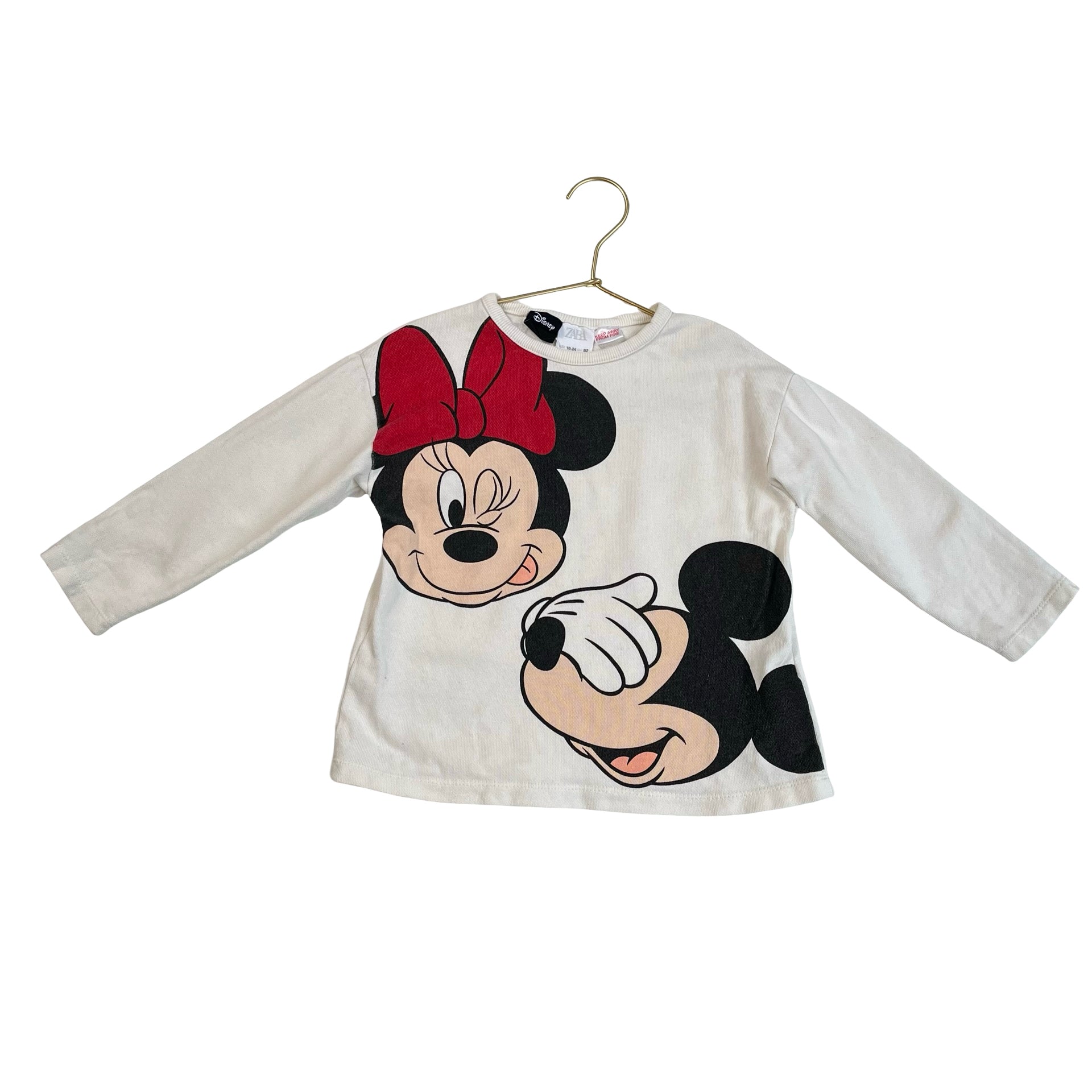 Zara x Disney Ivory Mickey & Minnie Light Sweatshirt - Size 18-24 Mo