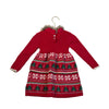 Tommy Bahama Red Christmas Sweater Dress, Faux Fur Collar - Size 24 Mo
