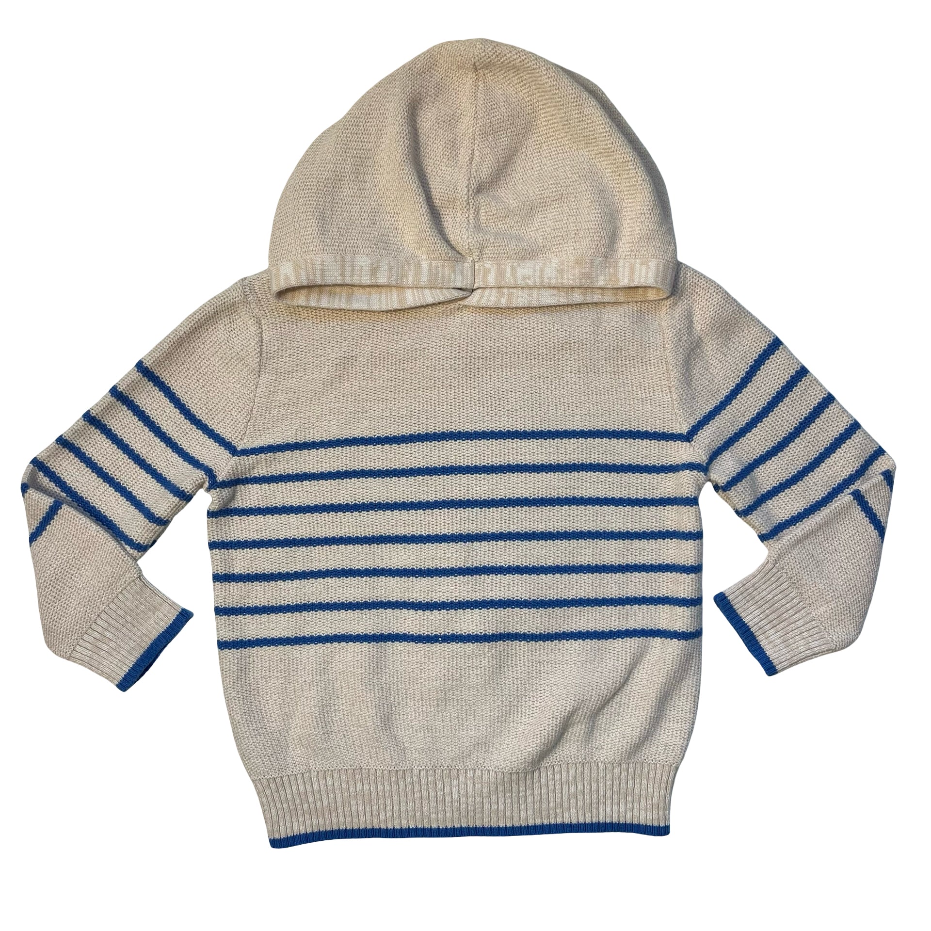 Cat & Jack Tan & Blue Striped Hooded Cotton Sweater - Size 3T