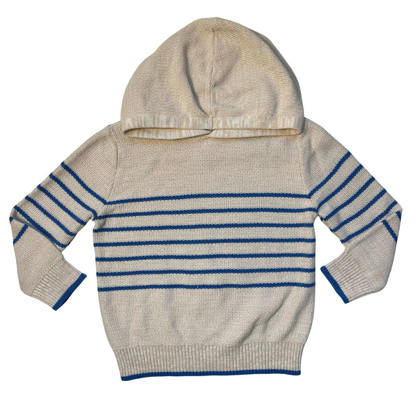 Cat & Jack Tan & Blue Striped Hooded Cotton Sweater - Size 3T