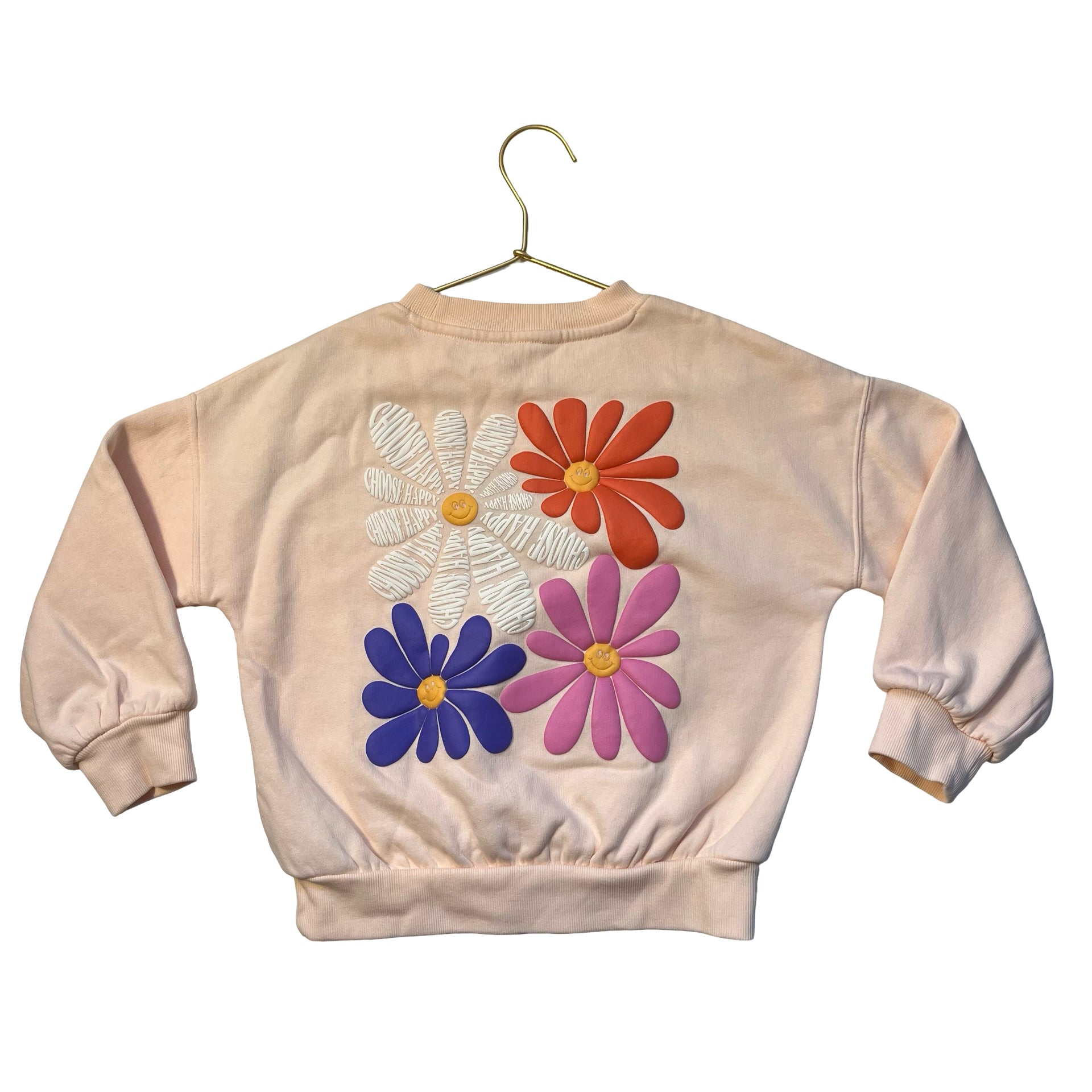 M&S Peach 'Choose Happy' Flower Sweatshirt - Size 6X US