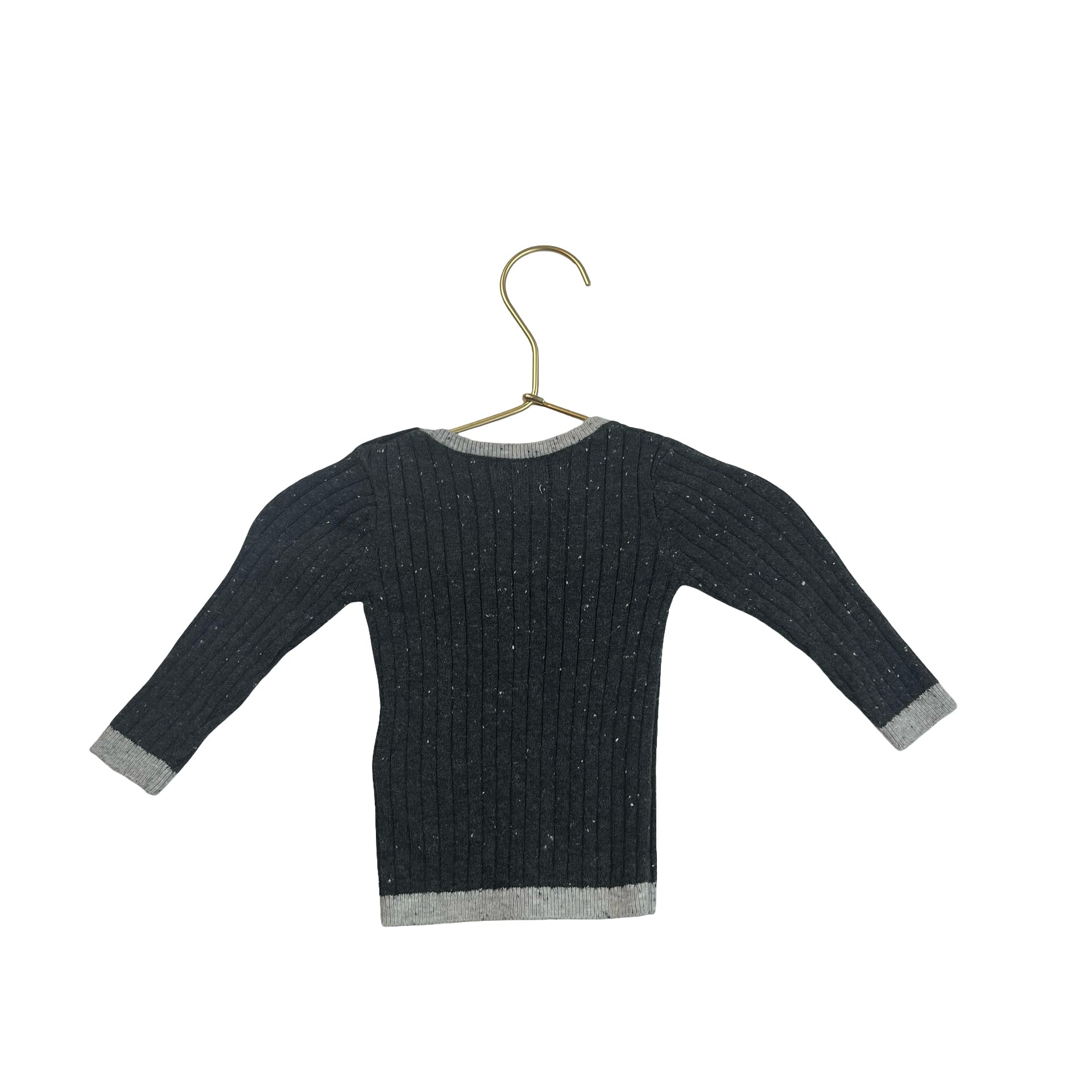 7 A.M. Enfant Dark Gray Ribbed Light Sweater - Size 3-6 Mo