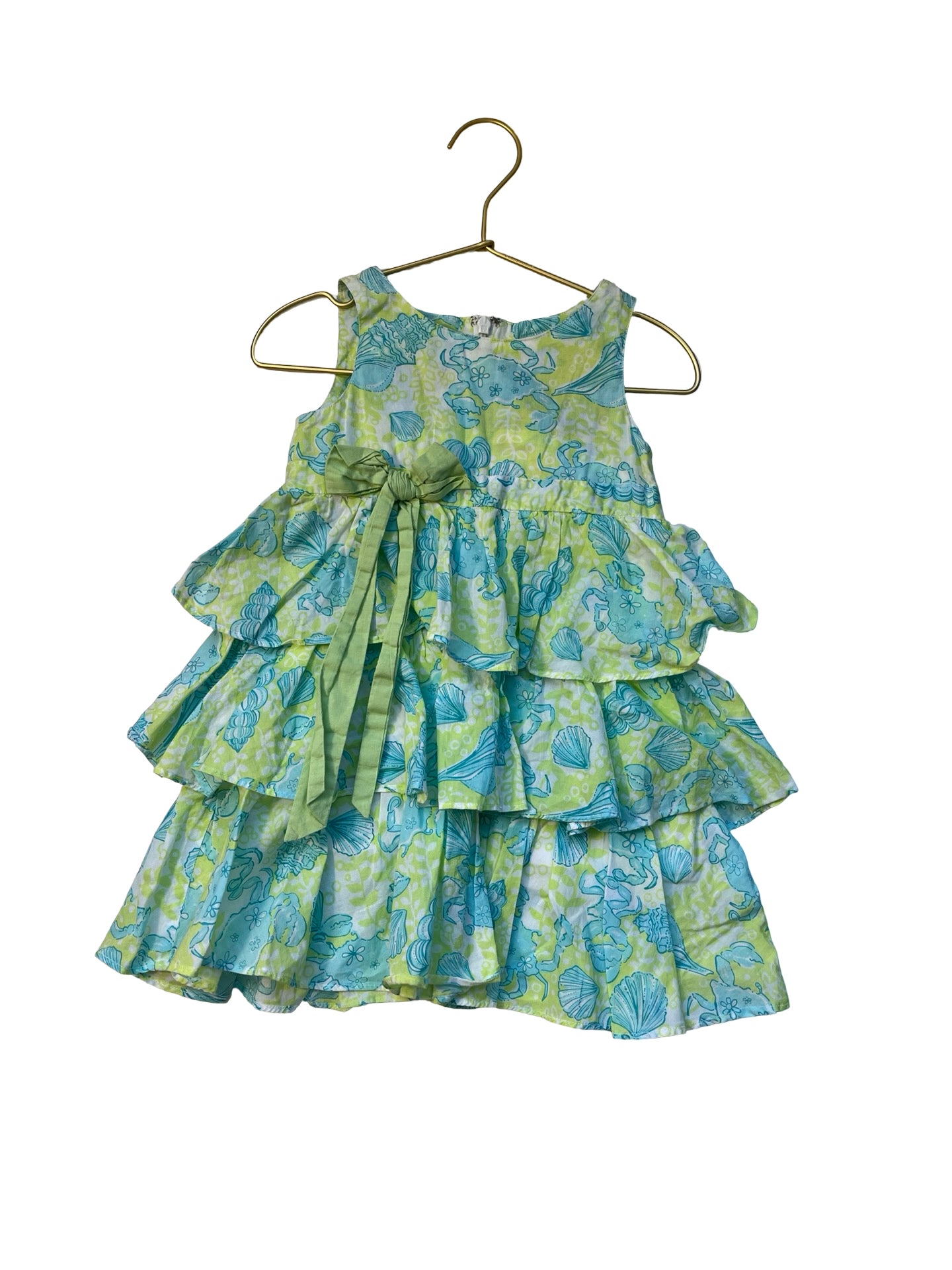 Lilly Pulitzer Lime Green & Teal Shell Print Dress - Size 2T