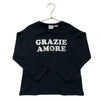 Zara Black & Silver 'Grazie Amore' Waffle Shirt - Size 5-6