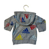Adidas Gray & Multi-Color Logo Gray Zip-Up Hooded Sweatshirt - Size 6 Mo