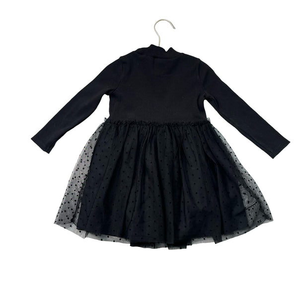 Baby Gap Black Ribbed & Tulle Dot Dress - Size 3