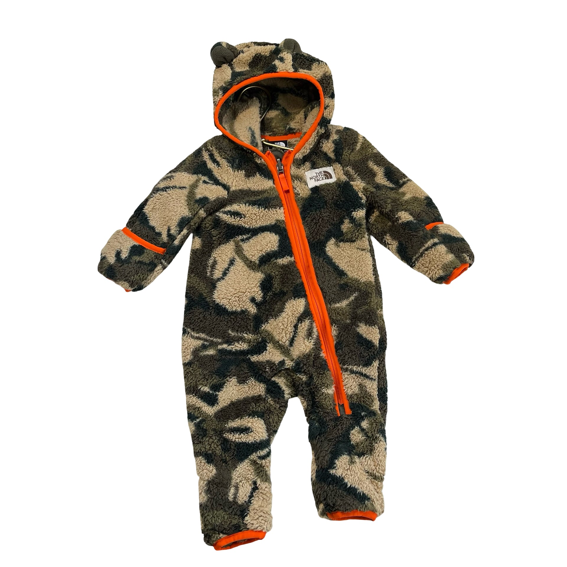 North Face Green & Tan Camo Sherpa Bunting - Size 3-6 Mo