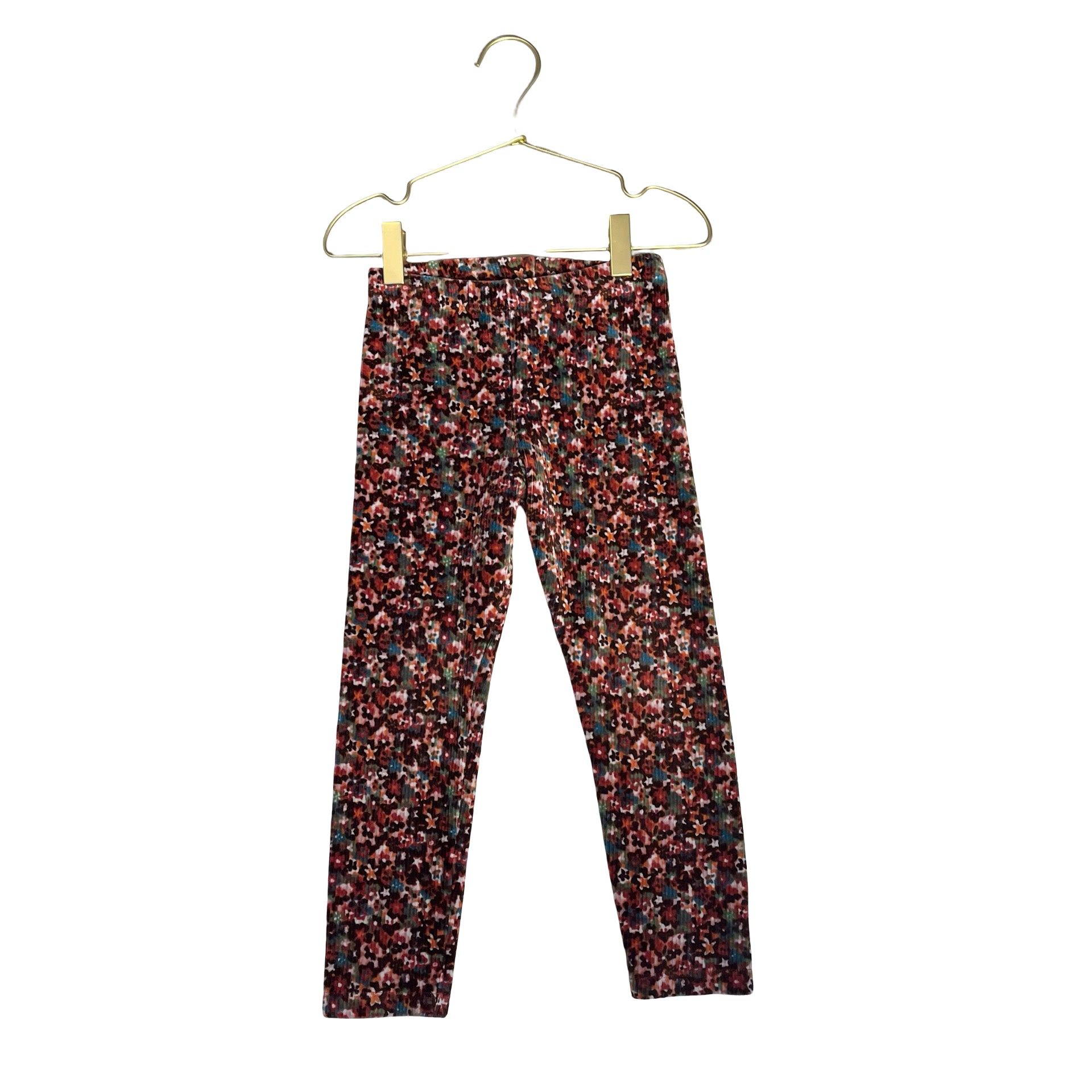 Boboli Multi-Color Floral Ribbed Velour Leggings - Size 4