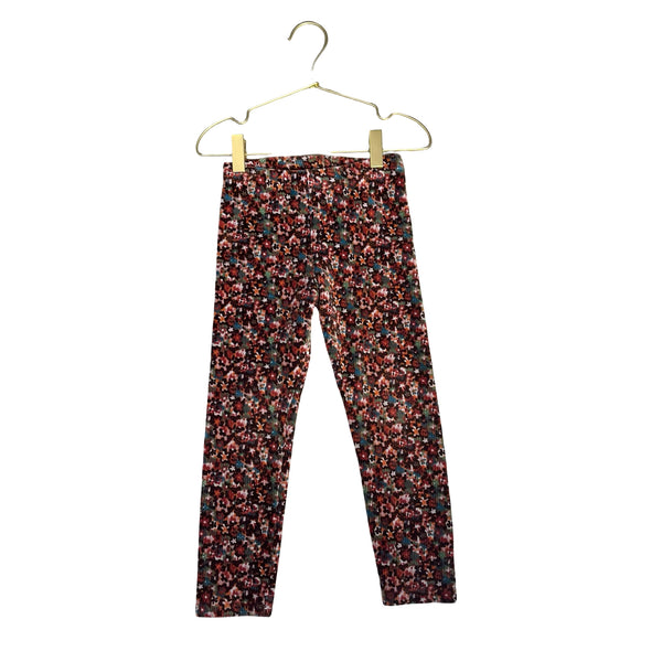 Boboli Multi-Color Floral Ribbed Velour Leggings - Size 4