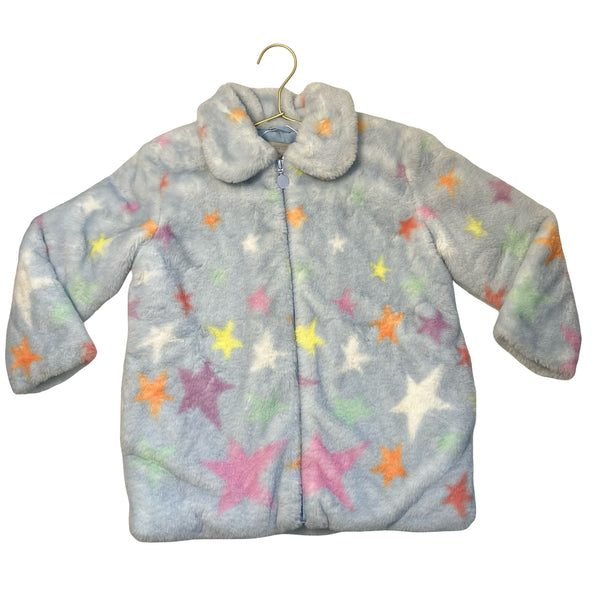 Stella McCartney Kids Light Blue Star Faux Fur Jacket - Size 6